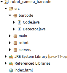 classes du projet robot_camera_barcode