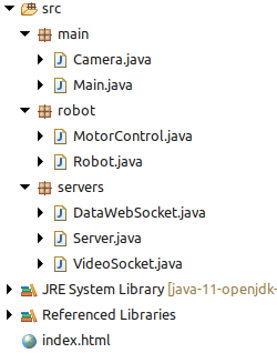 classes du projet robot_camera_server